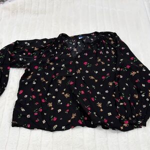 Old Navy Black Floral Blouse